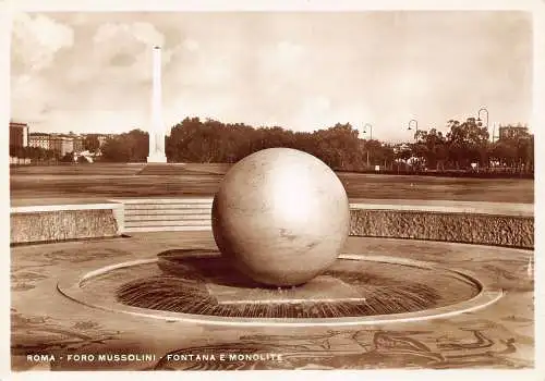 B026 Italien Rom Rom Foro Mussolini Fontana e Monolith Brunnen RPPC Postkarte