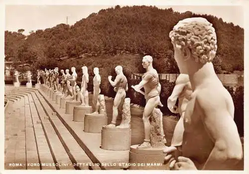 B026 Italien Rom Rom Foro Mussolini Dettaglio dello stadio marmi RPPC Postkarte