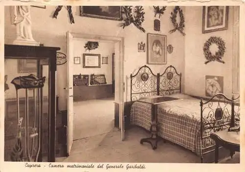 B026 Italien Caprera Camera Matrimoniale del Generale Garibaldi Vintage Postkarte