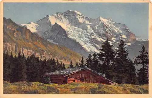 B027 Schweiz Gebirgslandschaft mit Jungfrau Vintage Postkarte