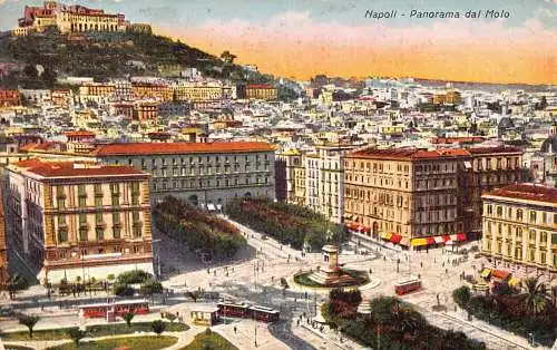 B027 Italien Napoli Neapel Panorama dal Molo Vintage Postkarte