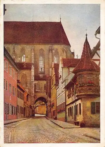 A083 Deutschland 1937 Rothenburg O T Feuerleins Erker Straßenansicht Vintage Postkarte