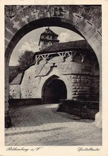 A083 Deutschland Rothenburg O T Spitalbastei Bastion Vintage Postkarte