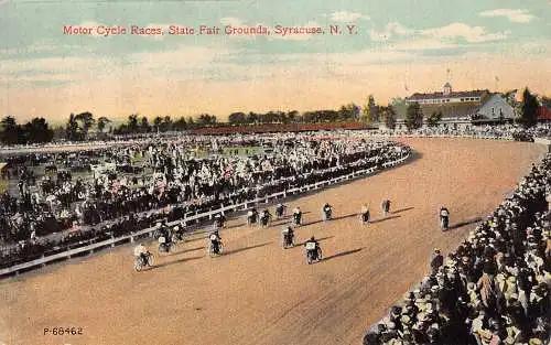 B028 US New York Syracuse Motorradrennen State Fair Grounds Vintage Postkarte