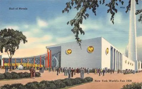 B028 US New York Weltausstellung 1939 Hall of Metals Industrie Ausstellung Postkarte