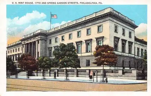 B028 US Pennsylvania Philadelphia Mint House Vintage Postkarte