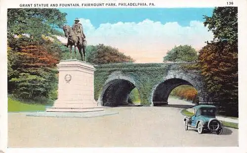 B028 US Pennsylvania Philadelphia Grand Statue und Fountain Fairmount Postkarte
