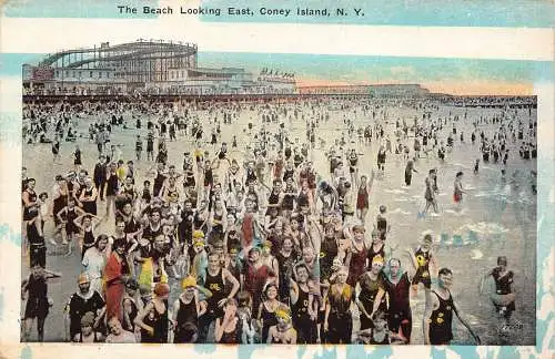 B028 US New York Beach Blick East Coney Island Vintage Postkarte