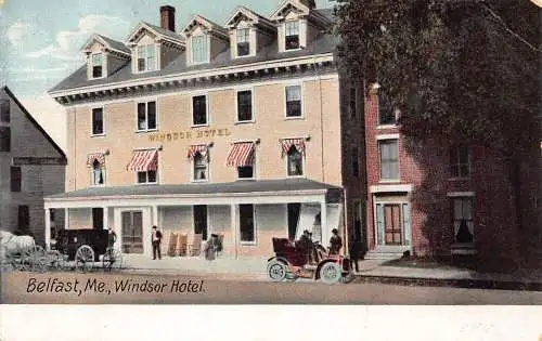 B029 USA 1910 Belfast Maine Windsor Hotel Vintage Postkarte