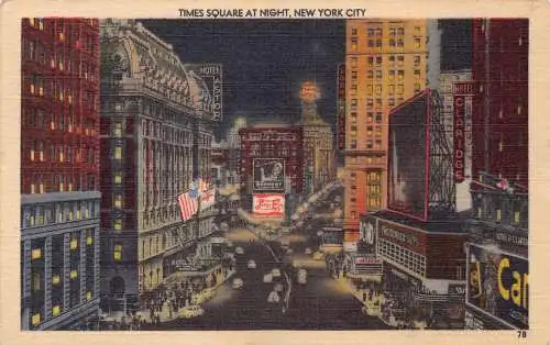 B028 US New York City 1945 Times Square at Night Vintage Postkarte
