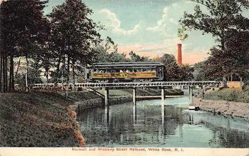 B029 US Rhode Island 1910 Street Railroad White Rock Train Vintage Postkarte