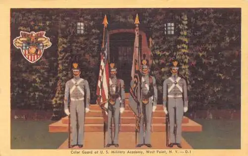 B029 US 1947 Color Guard at US Military Academy West Point New York Postkarte