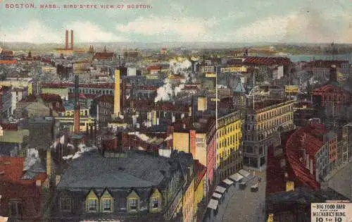 B029 US Boston Massachusetts Vogelperspektive der Bostoner Industrie Vintage Postkarte