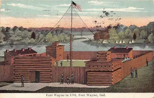 B029 USA 1914 Fort Wayne 1794 Indiana Vintage Postkarte