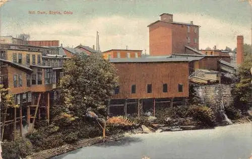 B030 US Mill Dam Elyria Ohio Vintage Postkarte