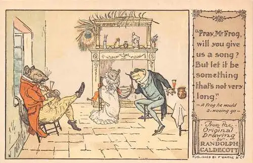 L338 Humanisierter Frosch und Maus anthropomorphe R Caldecott Comic Postkarte
