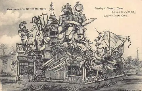 B031 Frankreich Karneval von Nice Treffen mit einem Gonfa Carree Ludovic Isnard Wagen Postkarte