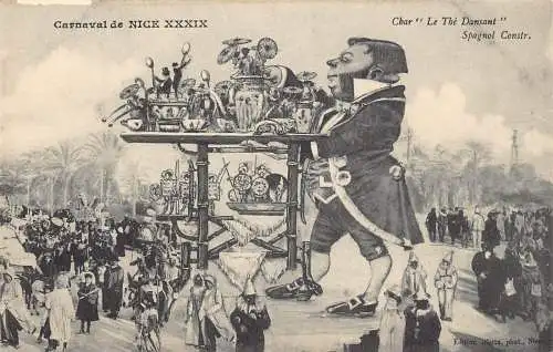B031 Frankreich Karneval von Nice Char The Dansant Keramik Tänzer Wagen Postkarte