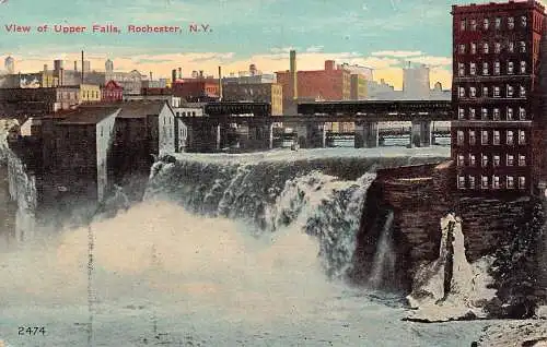 B030 US New York Rochester Blick auf Upper Falls Vintage Postkarte
