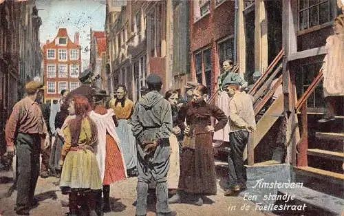 B031 Niederlande 1909 Amsterdam Een standje in de Foeliestraat Eingeborene Postkarte
