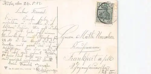 B022 Deutschland 1913 Köln a Rh Köln Flora Garten Vintage Postkarte