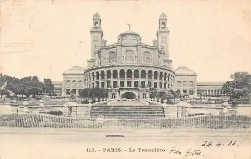 C093 Frankreich Paris Le Trocadero 1903 Vintage Postkarte