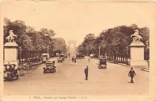 C093 Frankreich Paris Avenue des Champs Elysees Autos Oldtimer Postkarte