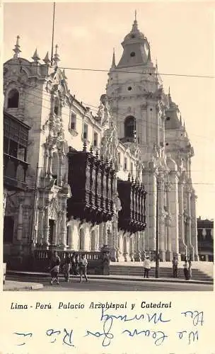 L331 Peru Lima Palacio Arzobispal y Catedral Kathedrale Vintage Postkarte