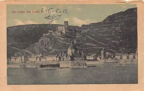L152 Deutschland 1919 Die Pfalz bei Burg Kaub, See Vintage Postkarte