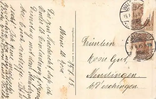 L152 Deutschland 1915 Gengenbach Anlagenpartie Kirche Vintage Postkarte