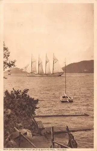 B033 Trinidad Boca de Monos fr Point Baleine Badebad Segelboot Postkarte