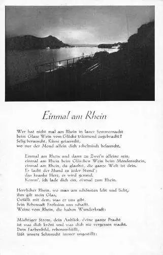 L151 Deutschland Einmal am Rhein Poesie, Fluss Vintage Postkarte