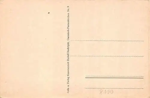 Deutschland Partenkirchen mit Dreitorspitze Vintage Postkarte