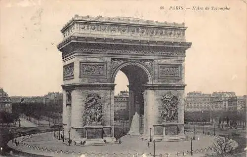 C090 Frankreich Paris L'Arc de Triomphe 1911 Vintage Postkarte