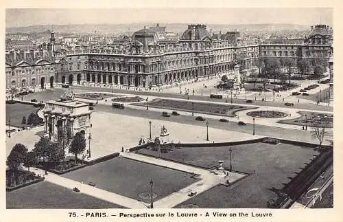 C092 Frankreich Paris ein Blick auf den Louvre Vintage Postkarte
