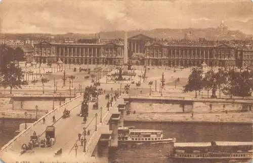 C092 Frankreich Paris Brücke und Boote Vintage Postkarte