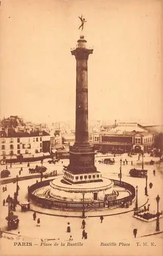 C088 Frankreich Paris Place de la Bastille Vintage Postkarte