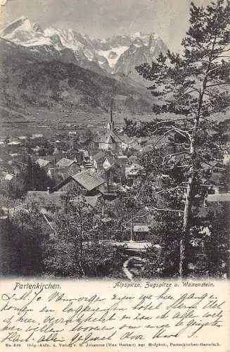 Deutschland 1904 Partenkirchen Alpspitze Zugspitze Waxenstein Berg Postkarte