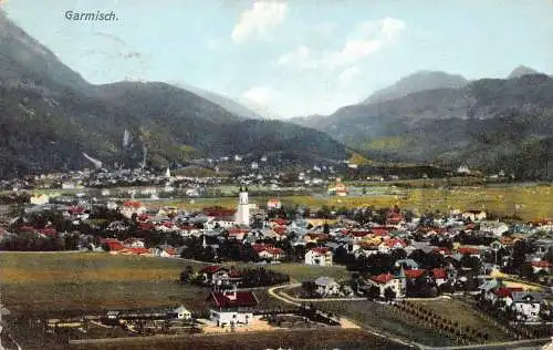 Deutschland 1909 Garmisch Gesamtansicht Vintage Postkarte