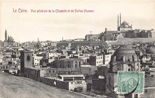 Ägypten Le Caire Kairo Gesamtansicht Zitadelle und Sultan Hassan Vintage Postkarte