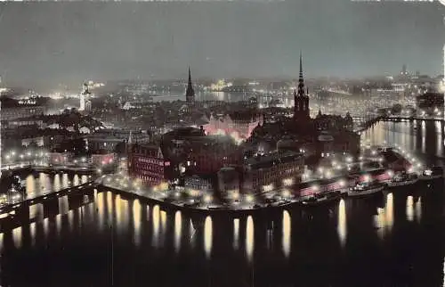 Schweden 1959 Stockholm Blick vom Rathausturm Vintage Postkarte