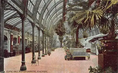 England Blackpool Floral Hall Winter Gardens Vintage Postkarte