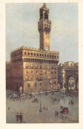 Italien 1934 Firenze Florenz Platz der Signoria Alter Palast Postkarte