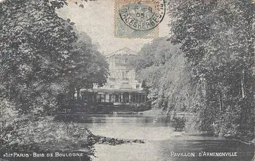 C090 Frankreich Paris Bois de Boulogne 1905 Vintage Postkarte