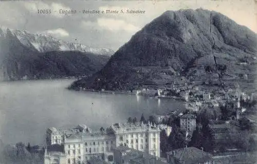 Italien Lugano Paradiso e Monte S Salvatore Vintage Postkarte