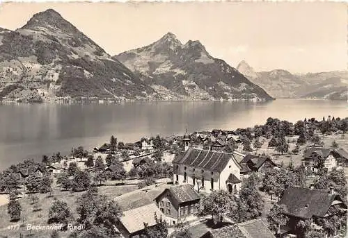 Schweiz 1953 Beckenried Riedli See Berg Vintage Postkarte