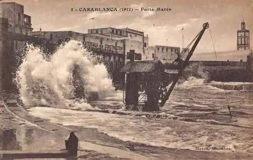 Marokko Casablanca Forte Maree Wellen Vintage Postkarte