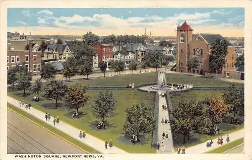 US Washington Square Newport News Virginia Vintage Postkarte