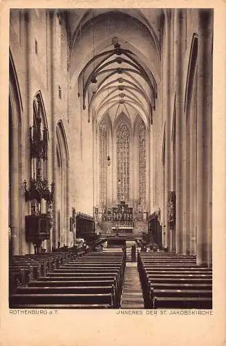 Deutschland Rothenburg o T Innenraum St Jakobskirche Vintage Postkarte