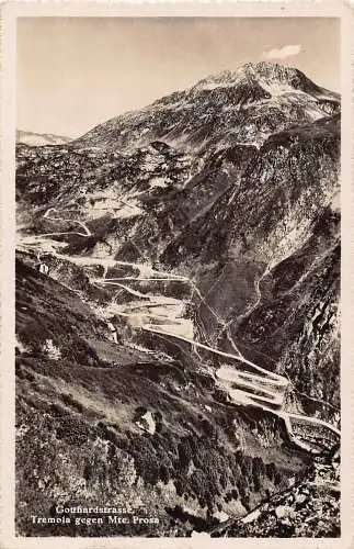 Schweiz Gotthardstrasse Tremola gegen Mte Prosa Berg Vintage Postkarte
